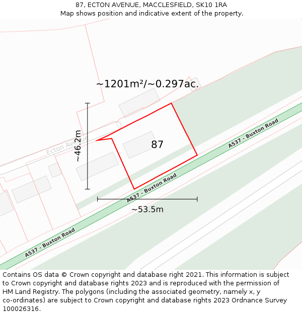 87, ECTON AVENUE, MACCLESFIELD, SK10 1RA: Plot and title map