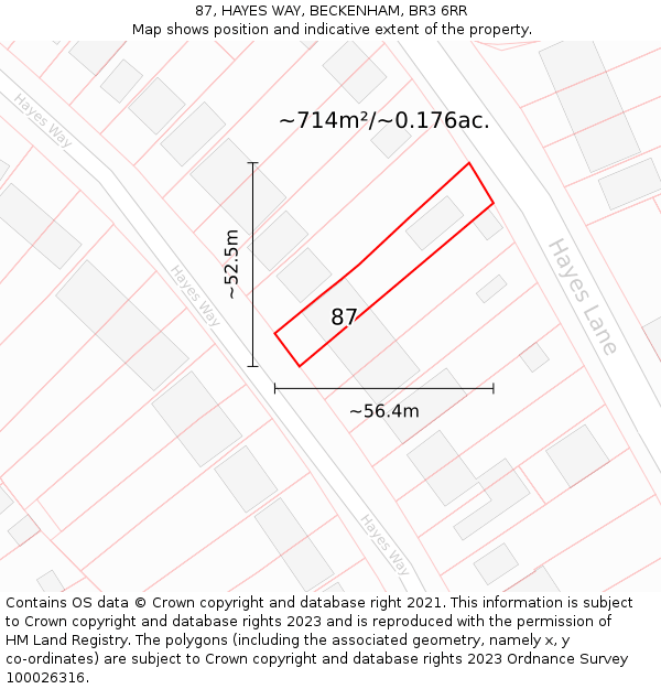 87, HAYES WAY, BECKENHAM, BR3 6RR: Plot and title map