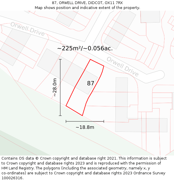 87, ORWELL DRIVE, DIDCOT, OX11 7RX: Plot and title map