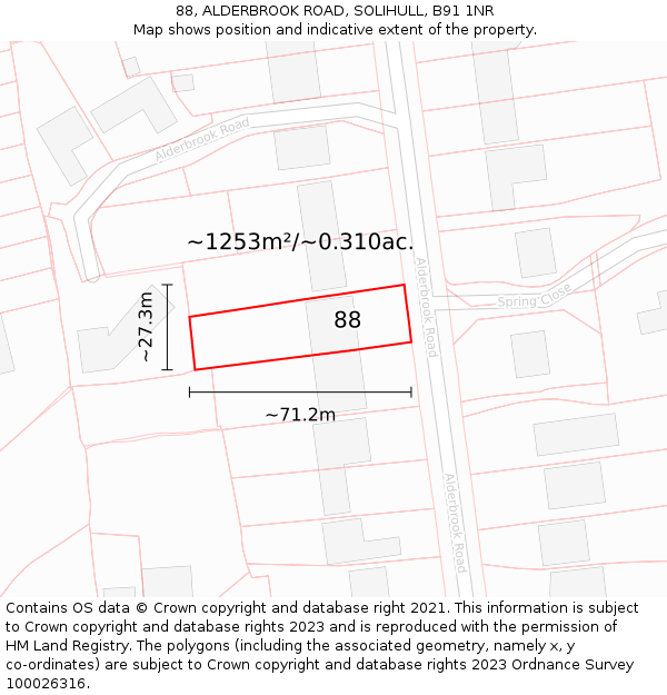 88, ALDERBROOK ROAD, SOLIHULL, B91 1NR: Plot and title map