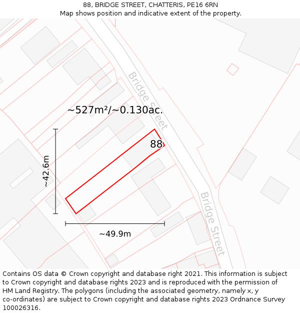 88, BRIDGE STREET, CHATTERIS, PE16 6RN: Plot and title map