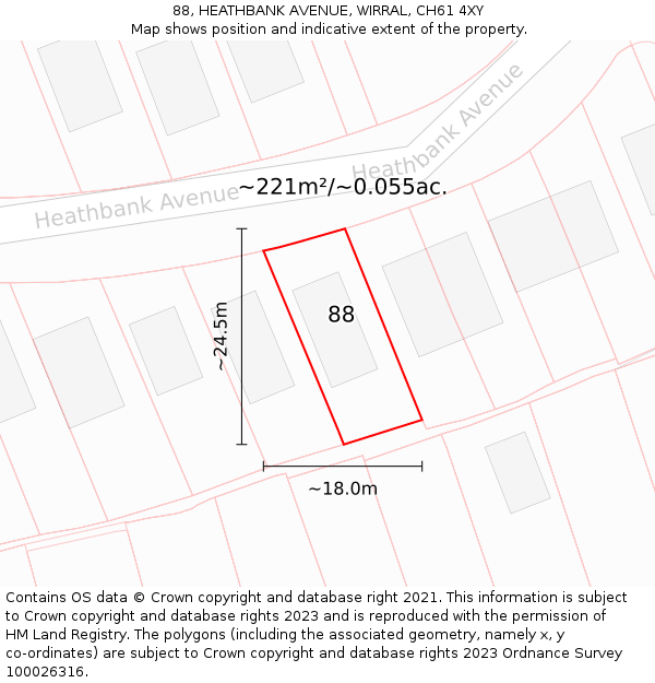 88, HEATHBANK AVENUE, WIRRAL, CH61 4XY: Plot and title map