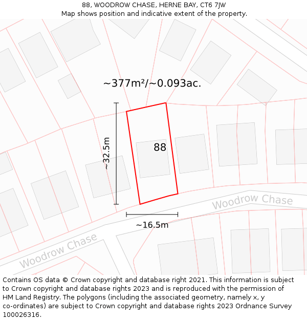 88, WOODROW CHASE, HERNE BAY, CT6 7JW: Plot and title map