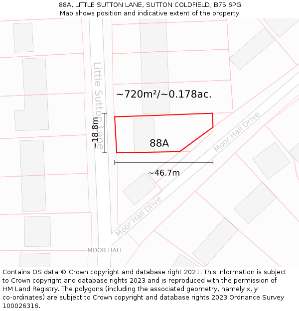 88A, LITTLE SUTTON LANE, SUTTON COLDFIELD, B75 6PG: Plot and title map