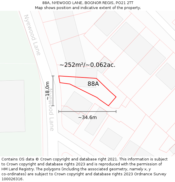 88A, NYEWOOD LANE, BOGNOR REGIS, PO21 2TT: Plot and title map