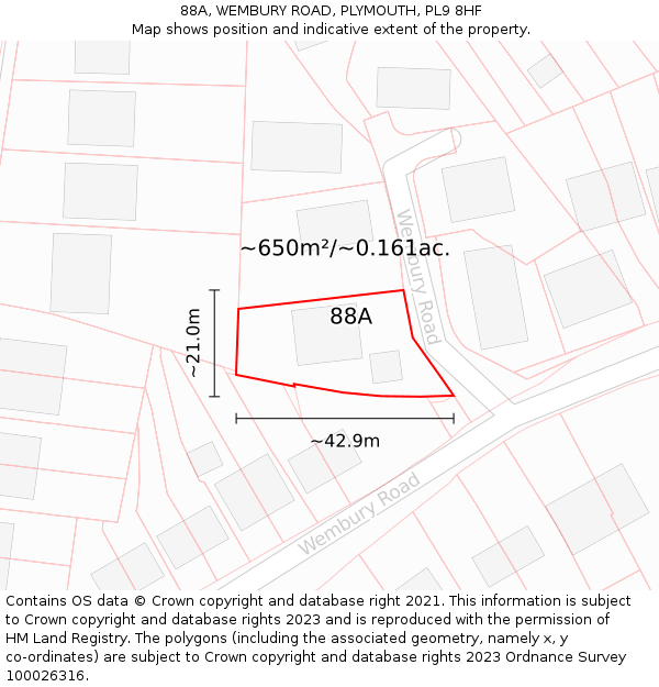 88A, WEMBURY ROAD, PLYMOUTH, PL9 8HF: Plot and title map