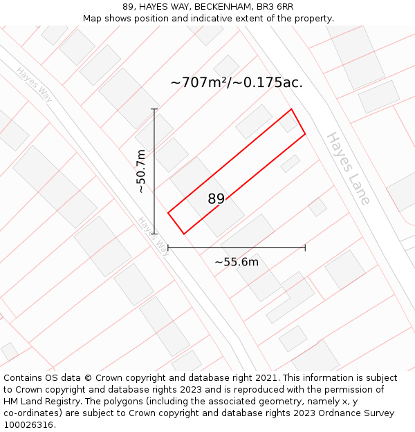 89, HAYES WAY, BECKENHAM, BR3 6RR: Plot and title map