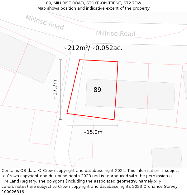 89, MILLRISE ROAD, STOKE-ON-TRENT, ST2 7DW: Plot and title map