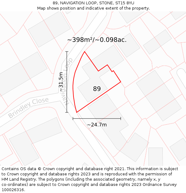 89, NAVIGATION LOOP, STONE, ST15 8YU: Plot and title map