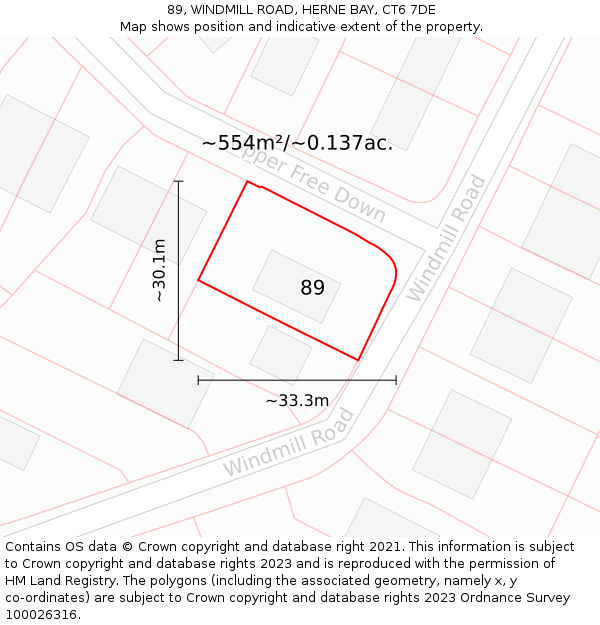 89, WINDMILL ROAD, HERNE BAY, CT6 7DE: Plot and title map