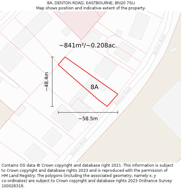 8A, DENTON ROAD, EASTBOURNE, BN20 7SU: Plot and title map