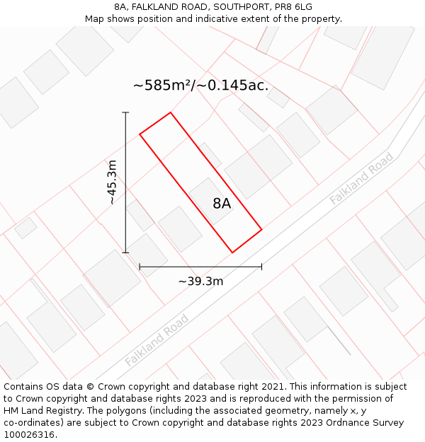 8A, FALKLAND ROAD, SOUTHPORT, PR8 6LG: Plot and title map