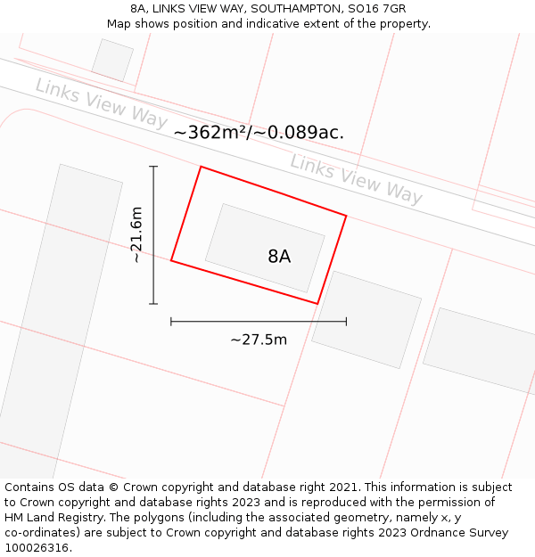 8A, LINKS VIEW WAY, SOUTHAMPTON, SO16 7GR: Plot and title map