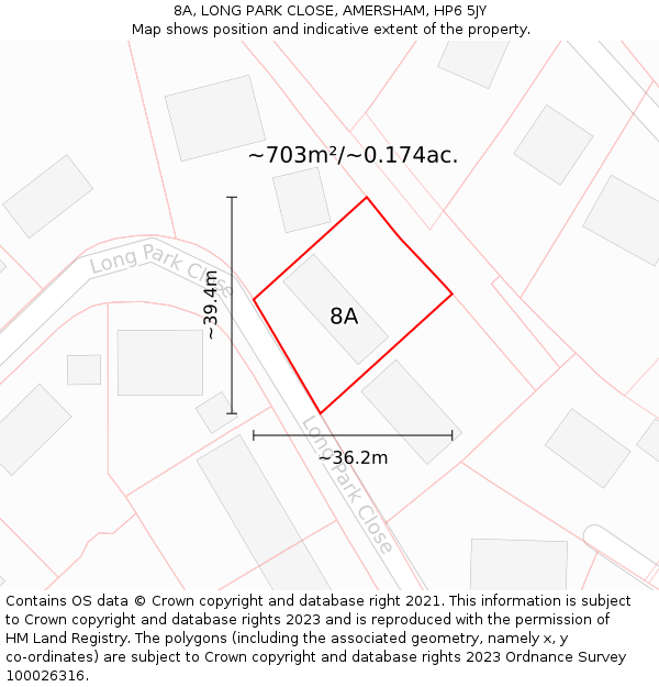 8A, LONG PARK CLOSE, AMERSHAM, HP6 5JY: Plot and title map