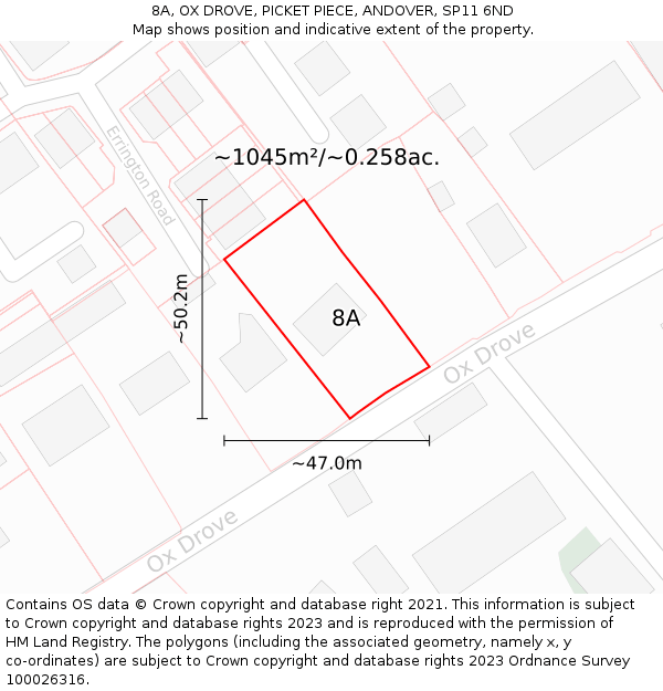 8A, OX DROVE, PICKET PIECE, ANDOVER, SP11 6ND: Plot and title map