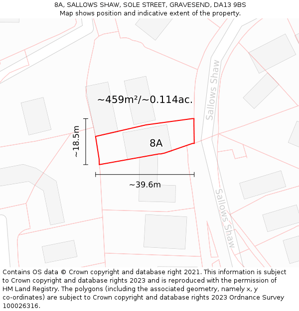 8A, SALLOWS SHAW, SOLE STREET, GRAVESEND, DA13 9BS: Plot and title map