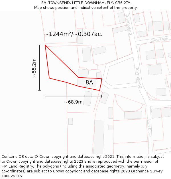 8A, TOWNSEND, LITTLE DOWNHAM, ELY, CB6 2TA: Plot and title map