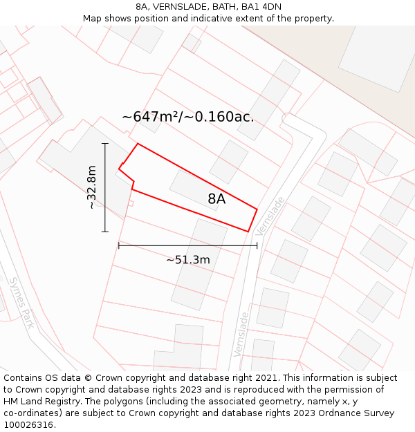 8A, VERNSLADE, BATH, BA1 4DN: Plot and title map