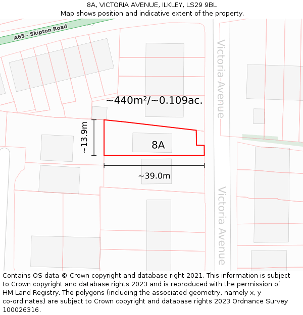 8A, VICTORIA AVENUE, ILKLEY, LS29 9BL: Plot and title map