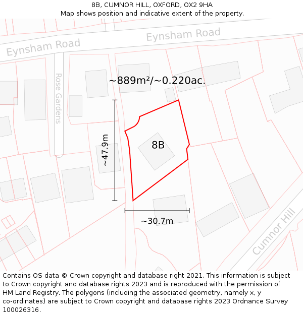 8B, CUMNOR HILL, OXFORD, OX2 9HA: Plot and title map