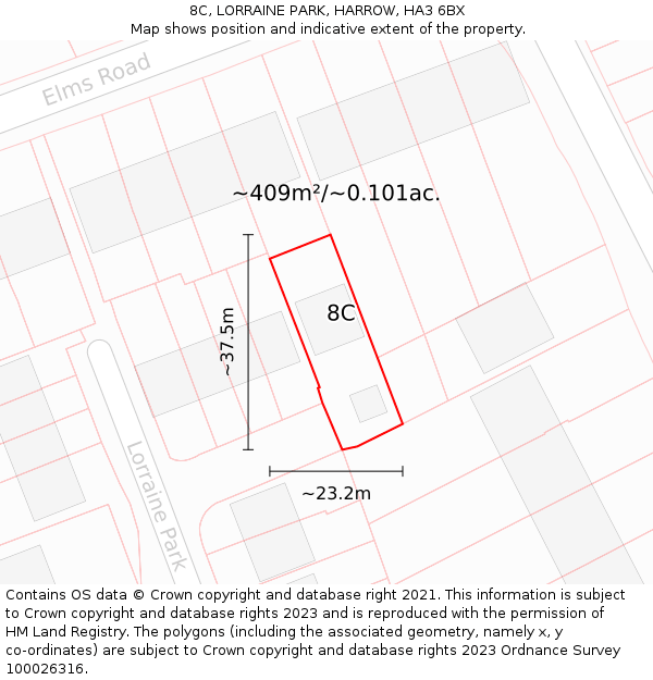 8C, LORRAINE PARK, HARROW, HA3 6BX: Plot and title map