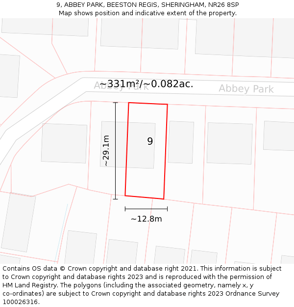 9, ABBEY PARK, BEESTON REGIS, SHERINGHAM, NR26 8SP: Plot and title map