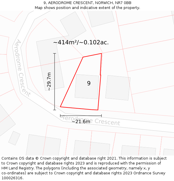 9, AERODROME CRESCENT, NORWICH, NR7 0BB: Plot and title map