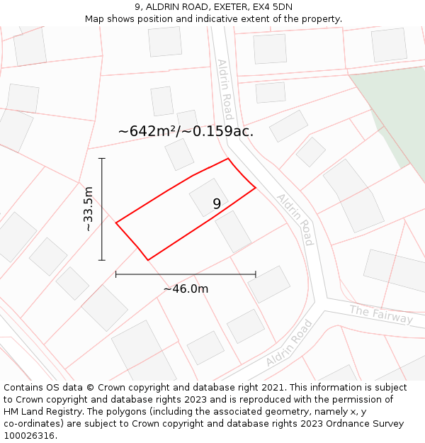 9, ALDRIN ROAD, EXETER, EX4 5DN: Plot and title map