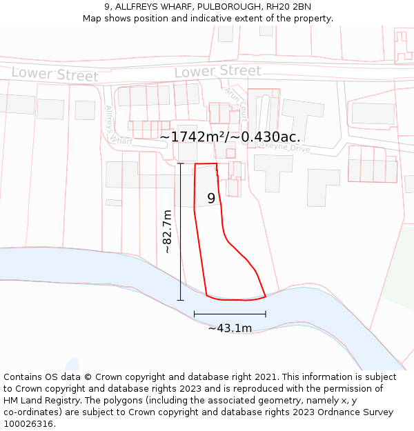 9, ALLFREYS WHARF, PULBOROUGH, RH20 2BN: Plot and title map