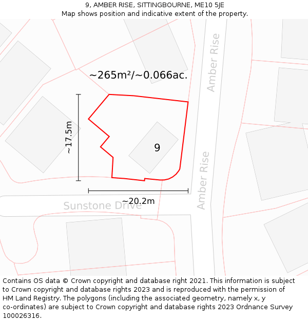 9, AMBER RISE, SITTINGBOURNE, ME10 5JE: Plot and title map