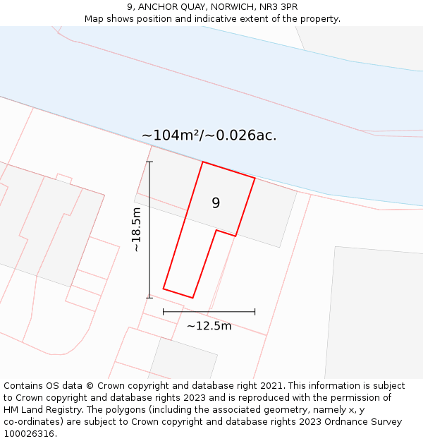 9, ANCHOR QUAY, NORWICH, NR3 3PR: Plot and title map