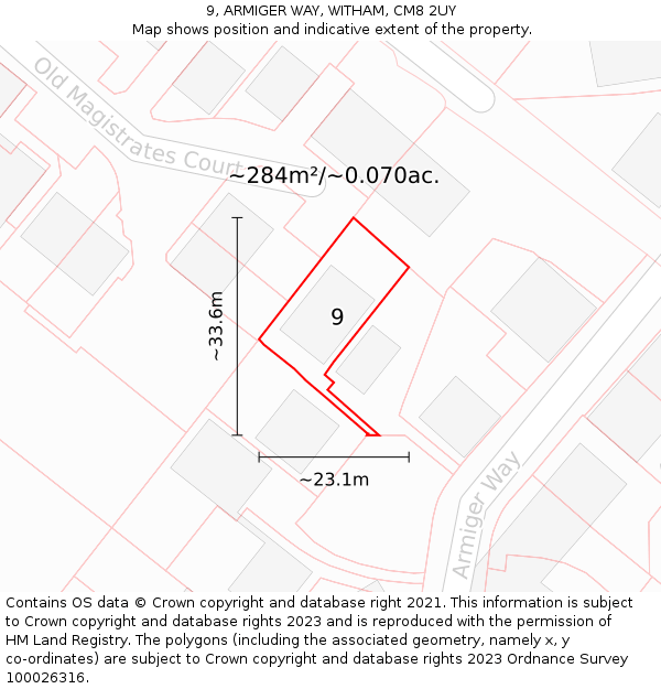 9, ARMIGER WAY, WITHAM, CM8 2UY: Plot and title map