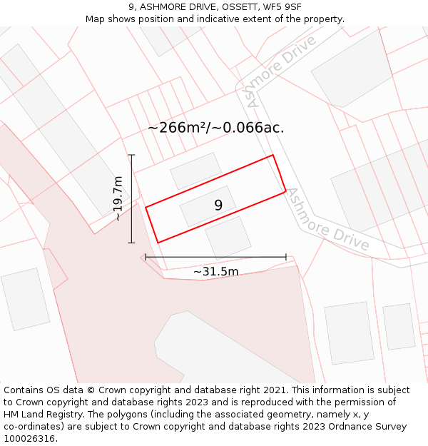 9, ASHMORE DRIVE, OSSETT, WF5 9SF: Plot and title map