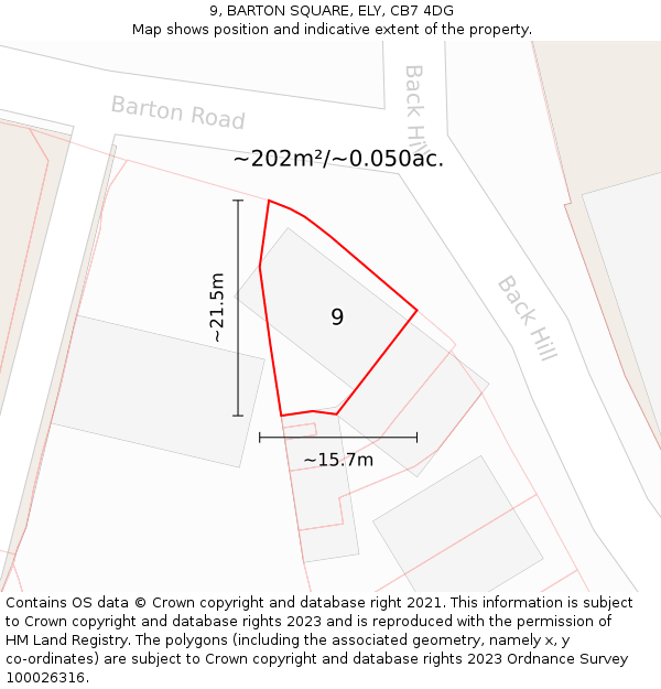 9, BARTON SQUARE, ELY, CB7 4DG: Plot and title map