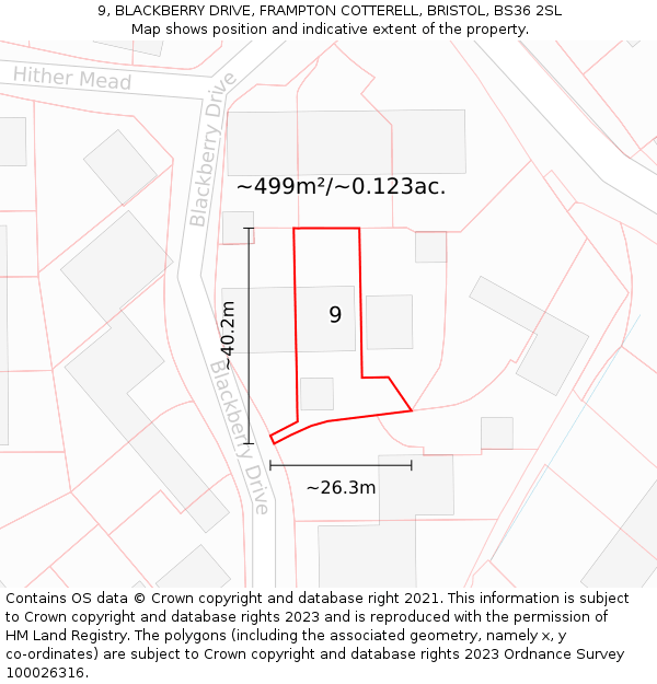 9, BLACKBERRY DRIVE, FRAMPTON COTTERELL, BRISTOL, BS36 2SL: Plot and title map