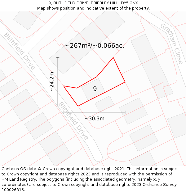 9, BLITHFIELD DRIVE, BRIERLEY HILL, DY5 2NX: Plot and title map