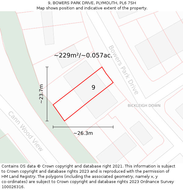 9, BOWERS PARK DRIVE, PLYMOUTH, PL6 7SH: Plot and title map