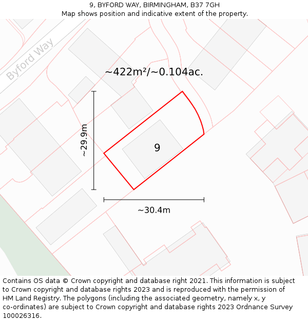 9, BYFORD WAY, BIRMINGHAM, B37 7GH: Plot and title map