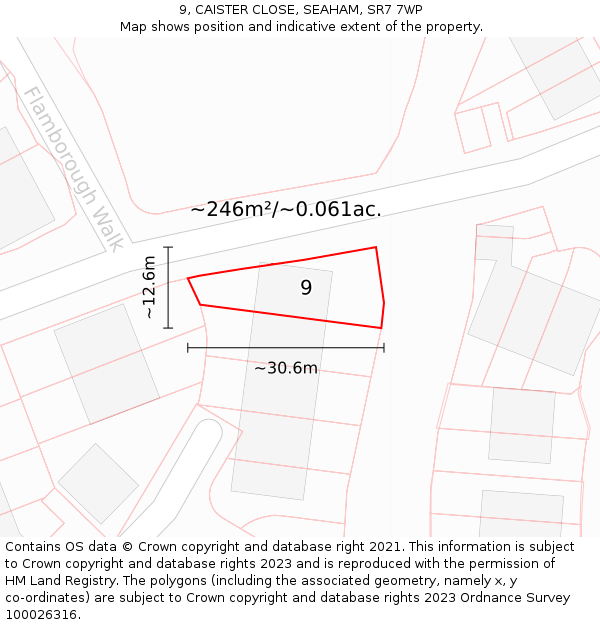 9, CAISTER CLOSE, SEAHAM, SR7 7WP: Plot and title map