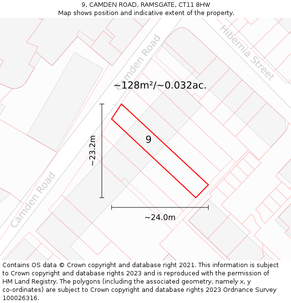 9, CAMDEN ROAD, RAMSGATE, CT11 8HW: Plot and title map