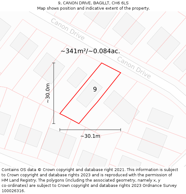 9, CANON DRIVE, BAGILLT, CH6 6LS: Plot and title map