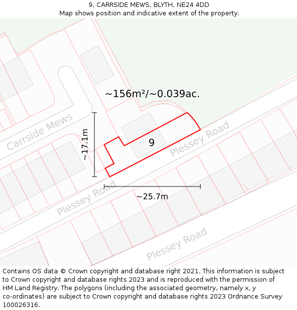 9, CARRSIDE MEWS, BLYTH, NE24 4DD: Plot and title map