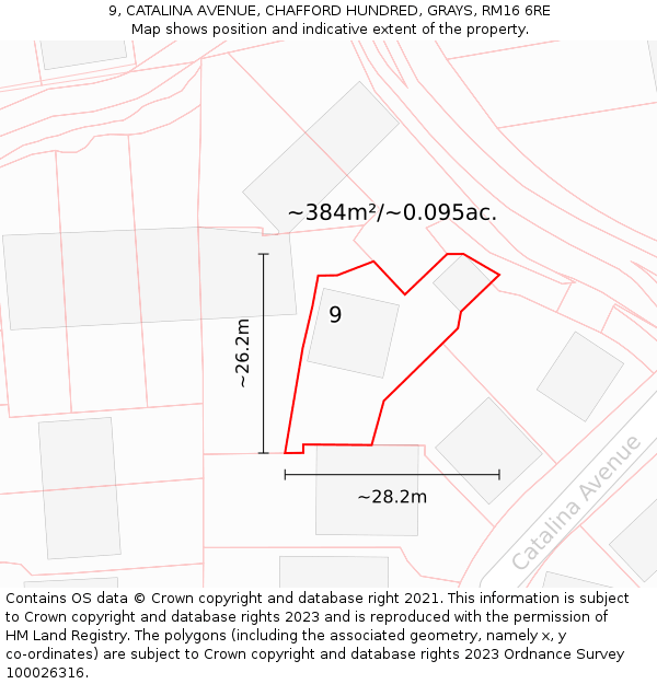 9, CATALINA AVENUE, CHAFFORD HUNDRED, GRAYS, RM16 6RE: Plot and title map