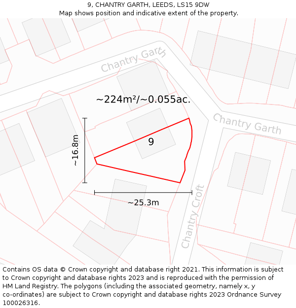9, CHANTRY GARTH, LEEDS, LS15 9DW: Plot and title map