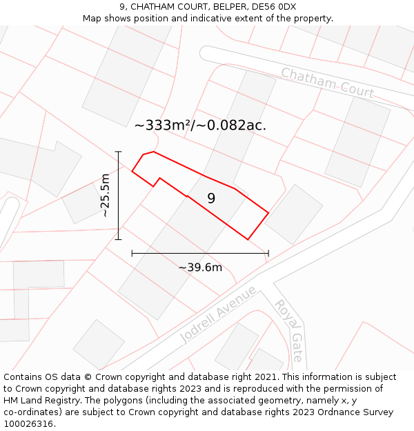 9, CHATHAM COURT, BELPER, DE56 0DX: Plot and title map