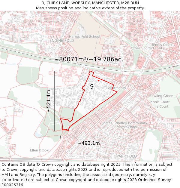 9, CHIRK LANE, WORSLEY, MANCHESTER, M28 3UN: Plot and title map