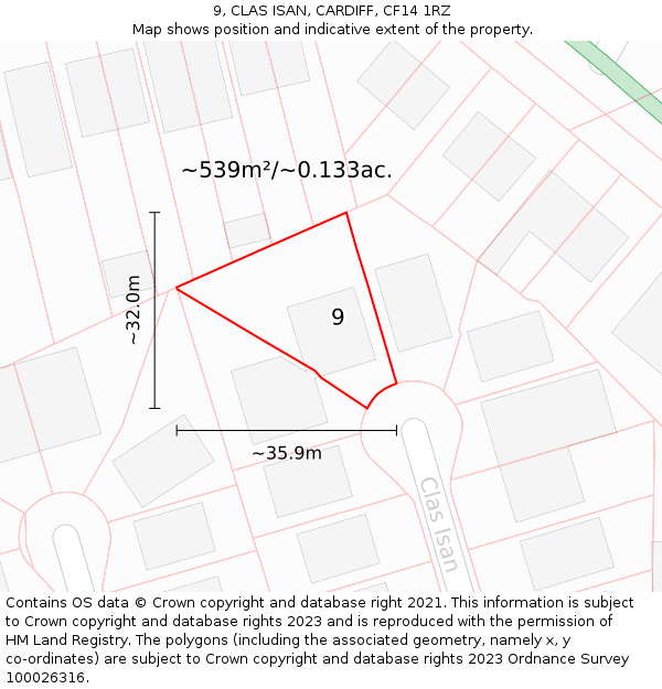 9, CLAS ISAN, CARDIFF, CF14 1RZ: Plot and title map