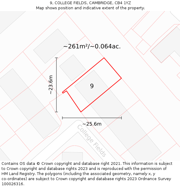 9, COLLEGE FIELDS, CAMBRIDGE, CB4 1YZ: Plot and title map