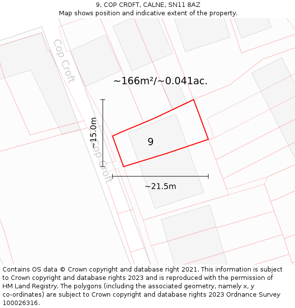 9, COP CROFT, CALNE, SN11 8AZ: Plot and title map