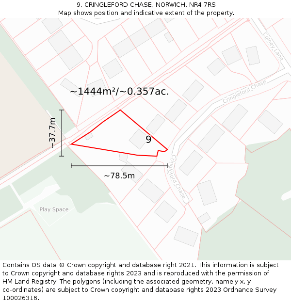 9, CRINGLEFORD CHASE, NORWICH, NR4 7RS: Plot and title map